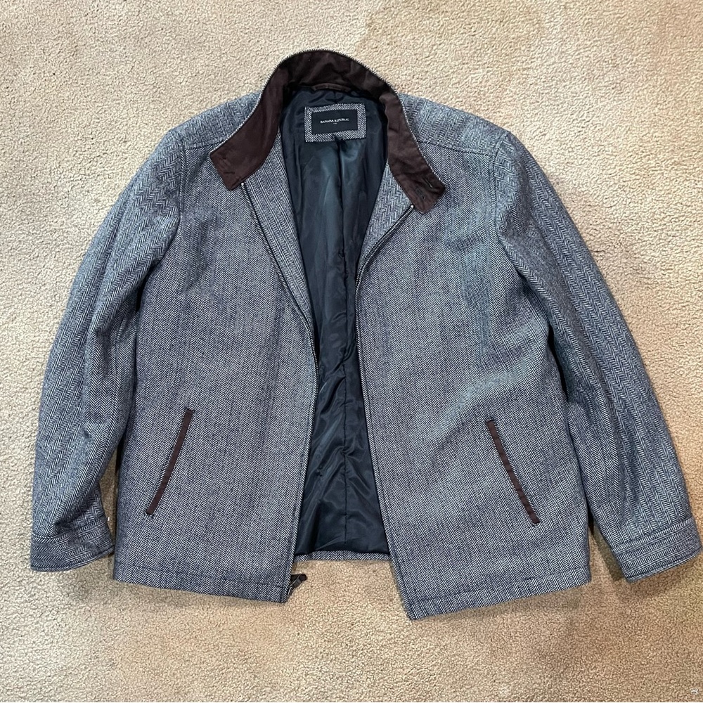 Harrington style herringbone jacket mens XL by Banana Republic